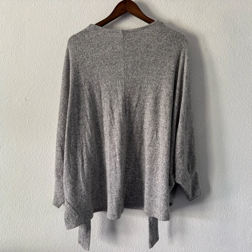 Chico's Cozy Heather Gray Dolman Tie Front Cardigan Chic Relaxed Size 3 (XL) - Picture 10 of 11